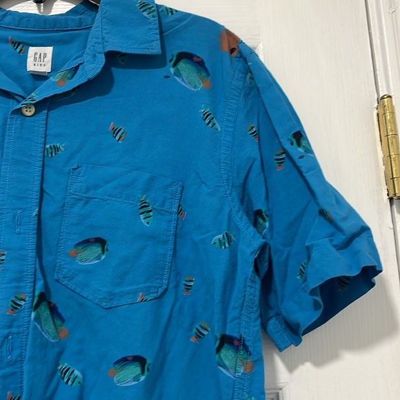 Gap button down short sleeve ocean print xxl 14/16 - Picture 5 of 7